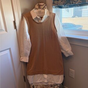 Tyler Boe Tan Sweater Vest with White Shirt